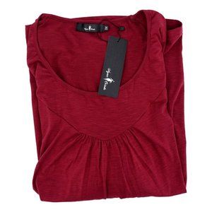 Agnes Orinda Womens 3x Blouse Red Space Dye 3/4 Sleeve Scoop Stretch Plus  New